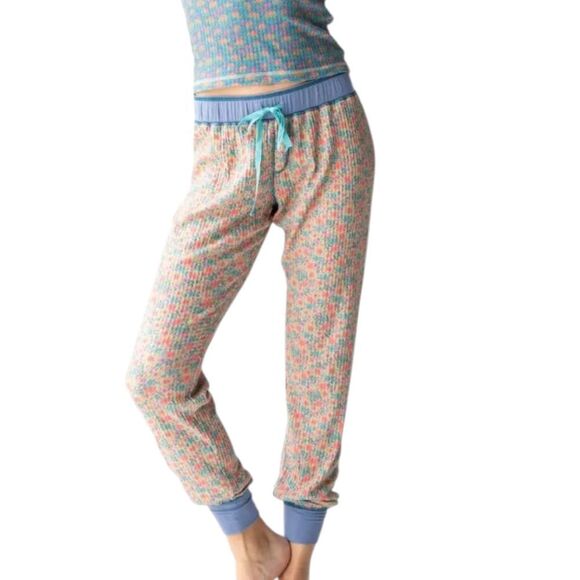 NATURAL LIFE Other - NWT Natural Life Waffle Pajama Pants Floral Print Sky Blue Light Pink Size XS